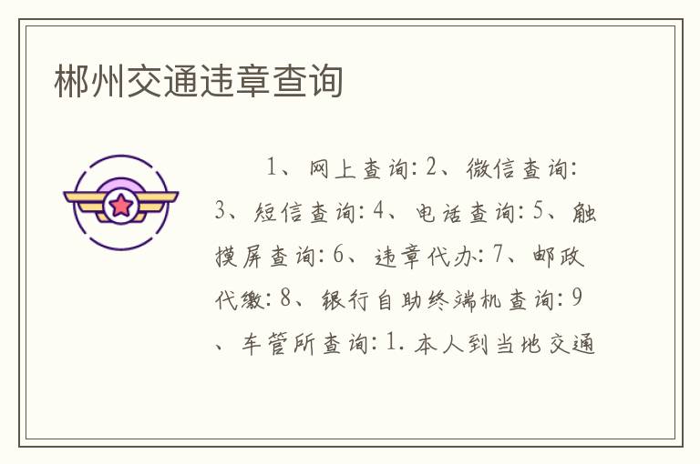 郴州交通违章查询
